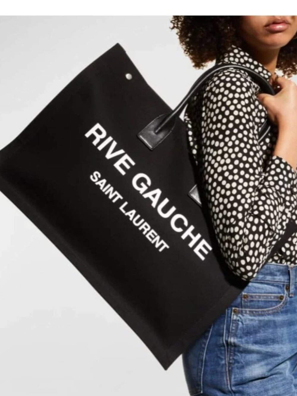 Saint Laurent  Rive Gauche Canvas Tote Bag